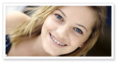 stock photo of a teen girl with braces